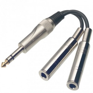 Stagg YC-0,1/1P2PFH Audio Cable, 2 x 6.3mm Mono Jack Female to 6.3mm mono Jack Male, 10cm